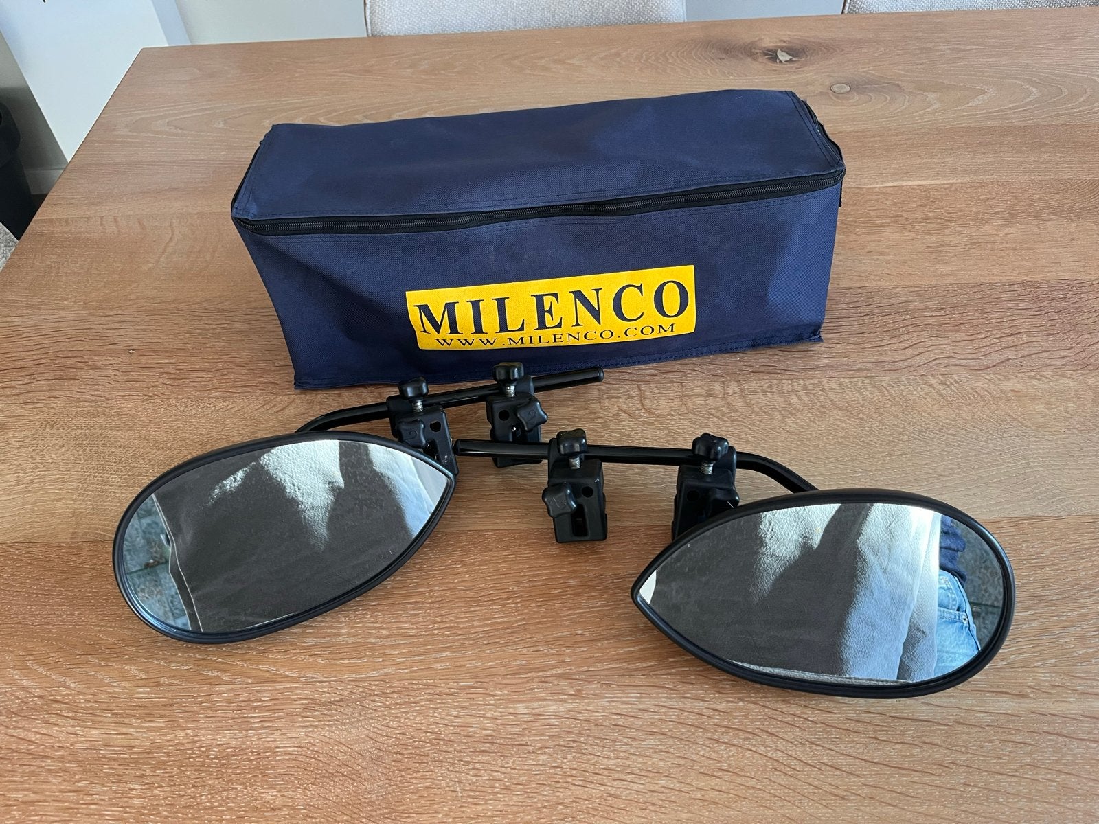 Milenco caravan spiegels met opbergtas, Ophalen of Verzenden, Gebruikt