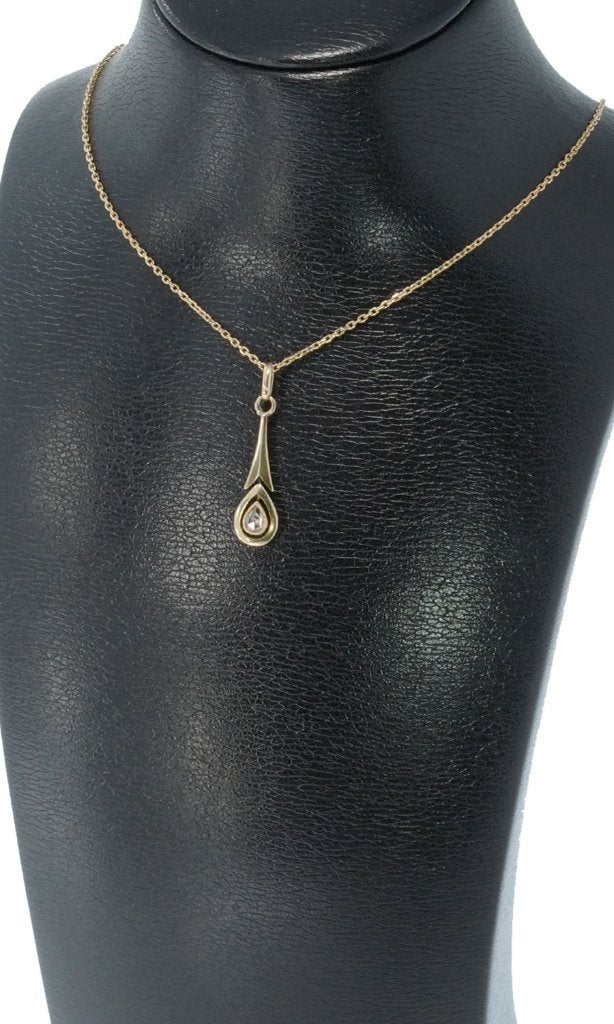 Diamant Art Deco 18k gouden ketting en hanger antiek fraai, Verzenden, Goud, Ketting, Met edelsteen