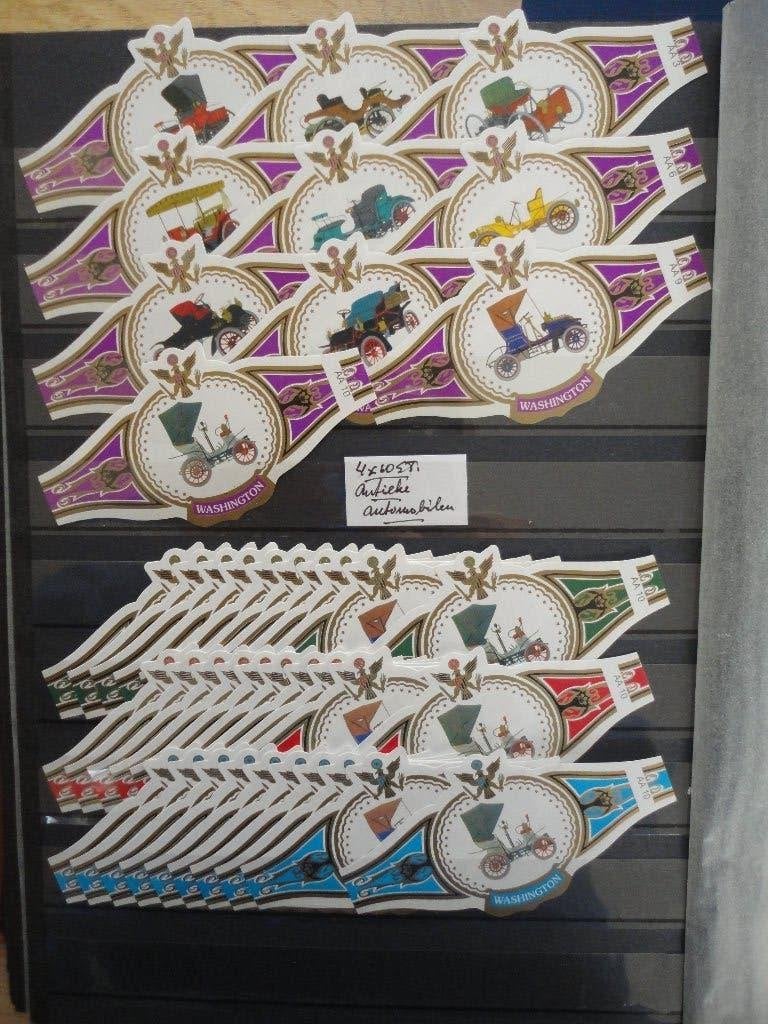 sigarenbandjes 79= 4x10st antieke auto s, Verzamelen, Ophalen of Verzenden, Gebruikt, Sigarenbandjes