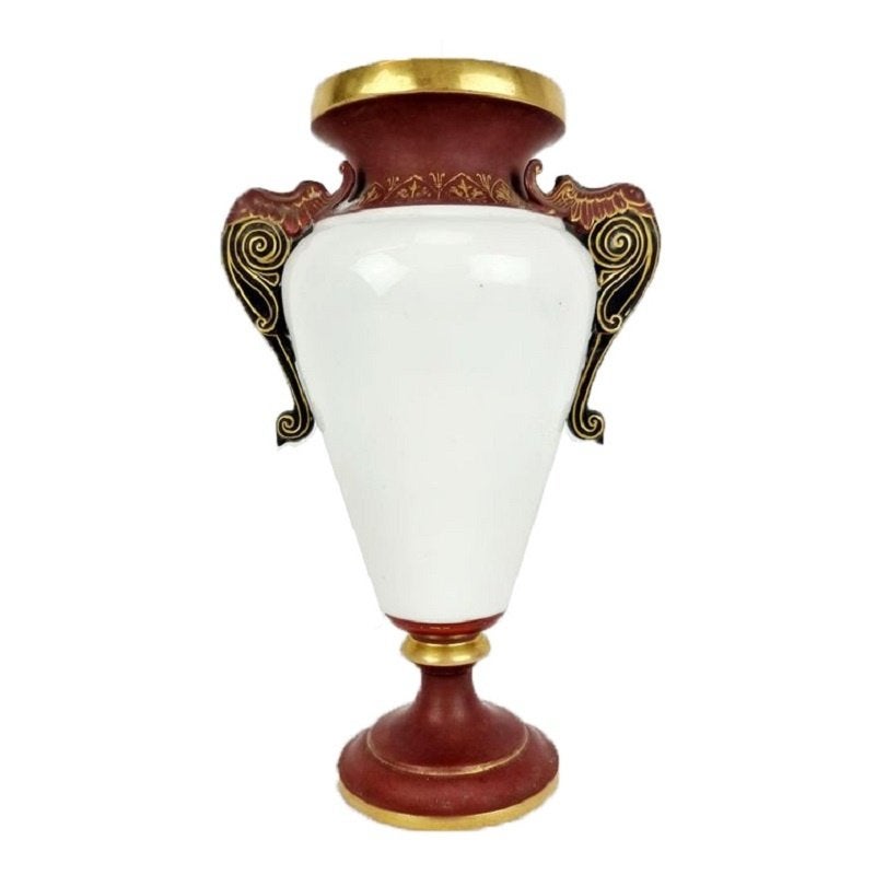 Porseleinen Vintage Vergulde Vaas met Afbeelding Antiek, Ophalen of Verzenden