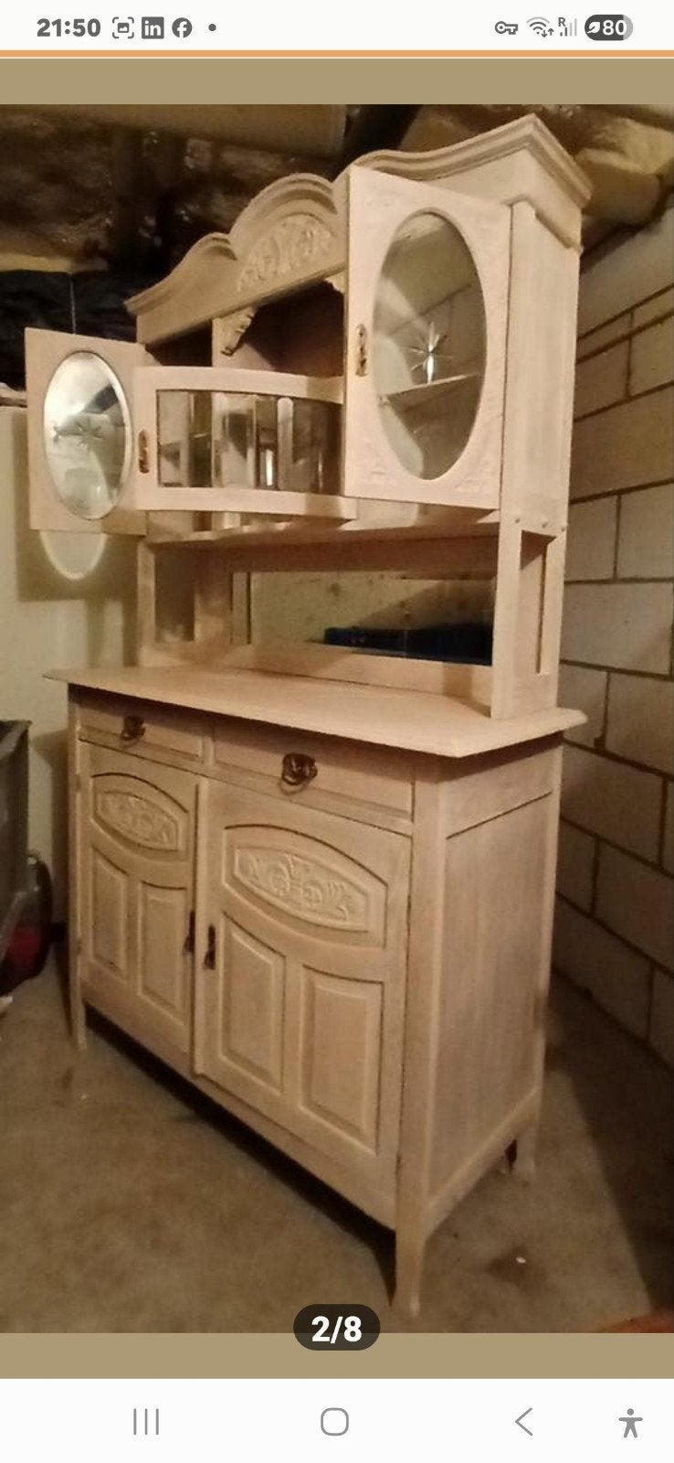 Vitrinekast Antiek uit Grootmoeders tijd., Ophalen, Glas, Gebruikt, 25 tot 50 cm