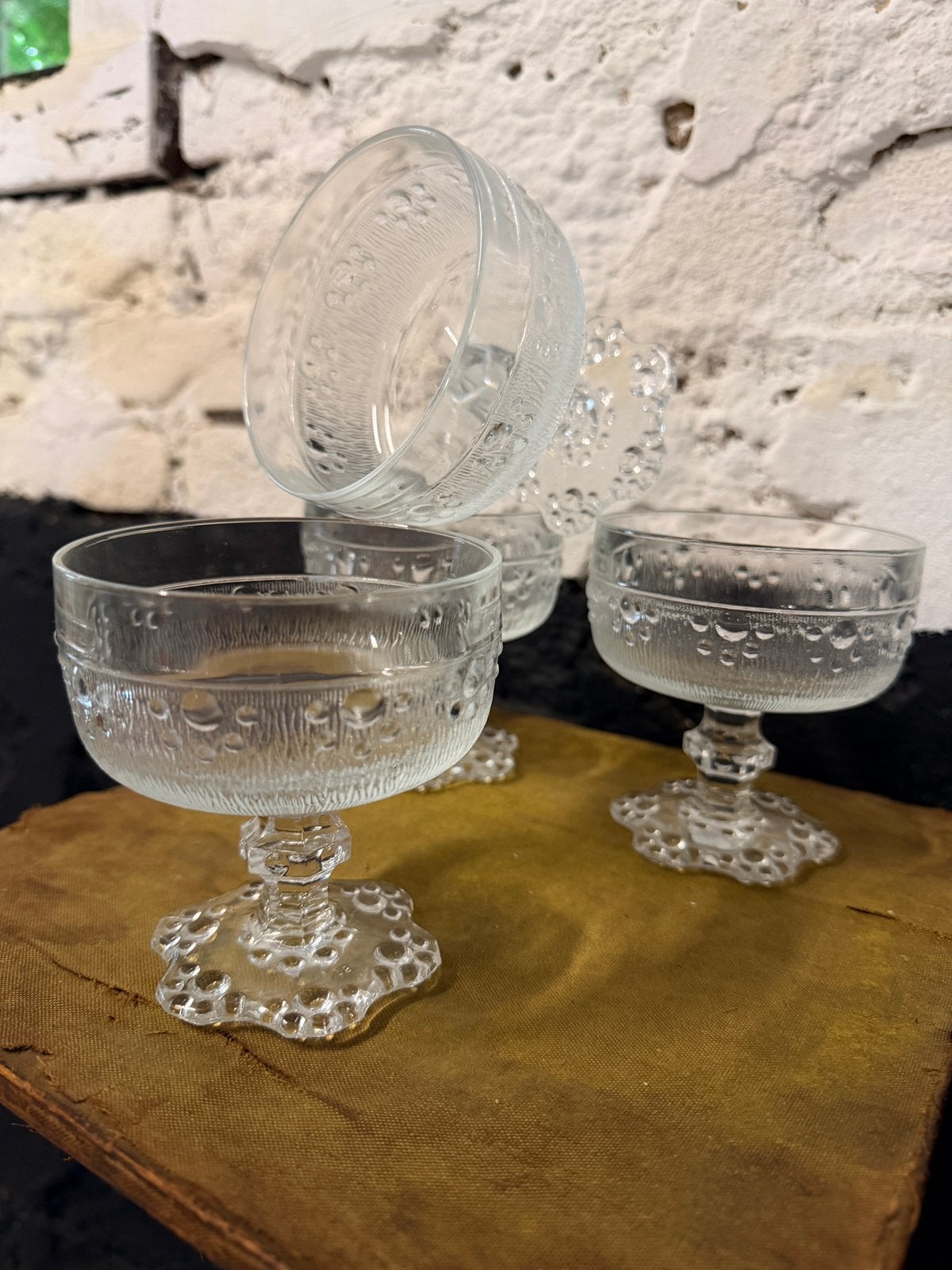 Set 4 vintage glazen coupes Barocco door Masserini Glass, Verzamelen, Glas en Borrelglaasjes, Ophalen of Verzenden, Zo goed als nieuw