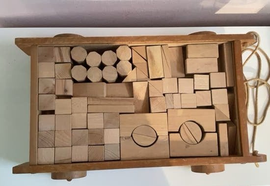 Retro Houten blokkendoos, Ophalen of Verzenden, Zo goed als nieuw