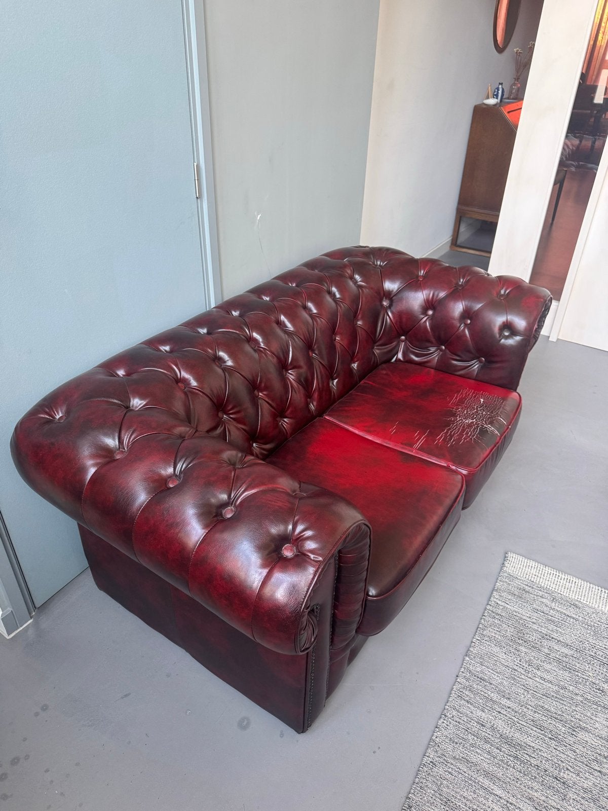 Chesterfield bank - 2-zits, Ophalen, Gebruikt, 150 tot 200 cm, Tweepersoons