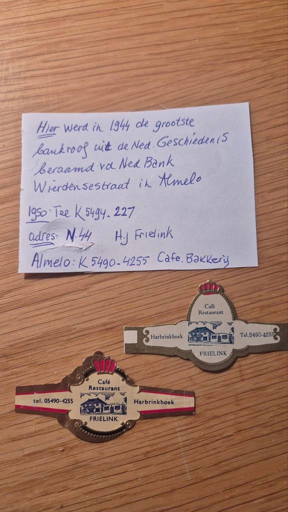 Sigarenbanden Harbrinkhoek, Ophalen, Zo goed als nieuw, Sigarenbandjes