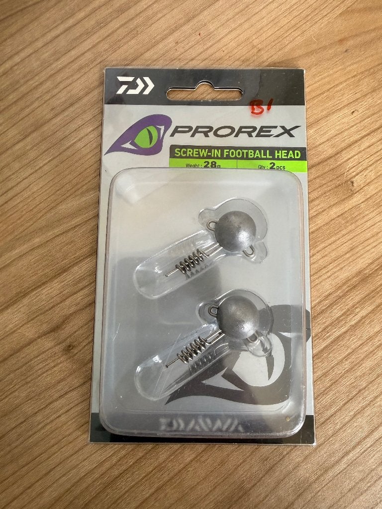 Daiwa Prorex Screw-In Football Head 28 g (2 stuks), Watersport en Boten, Hengelsport | Roofvissen, Dobber of Lood, Ophalen of Verzenden