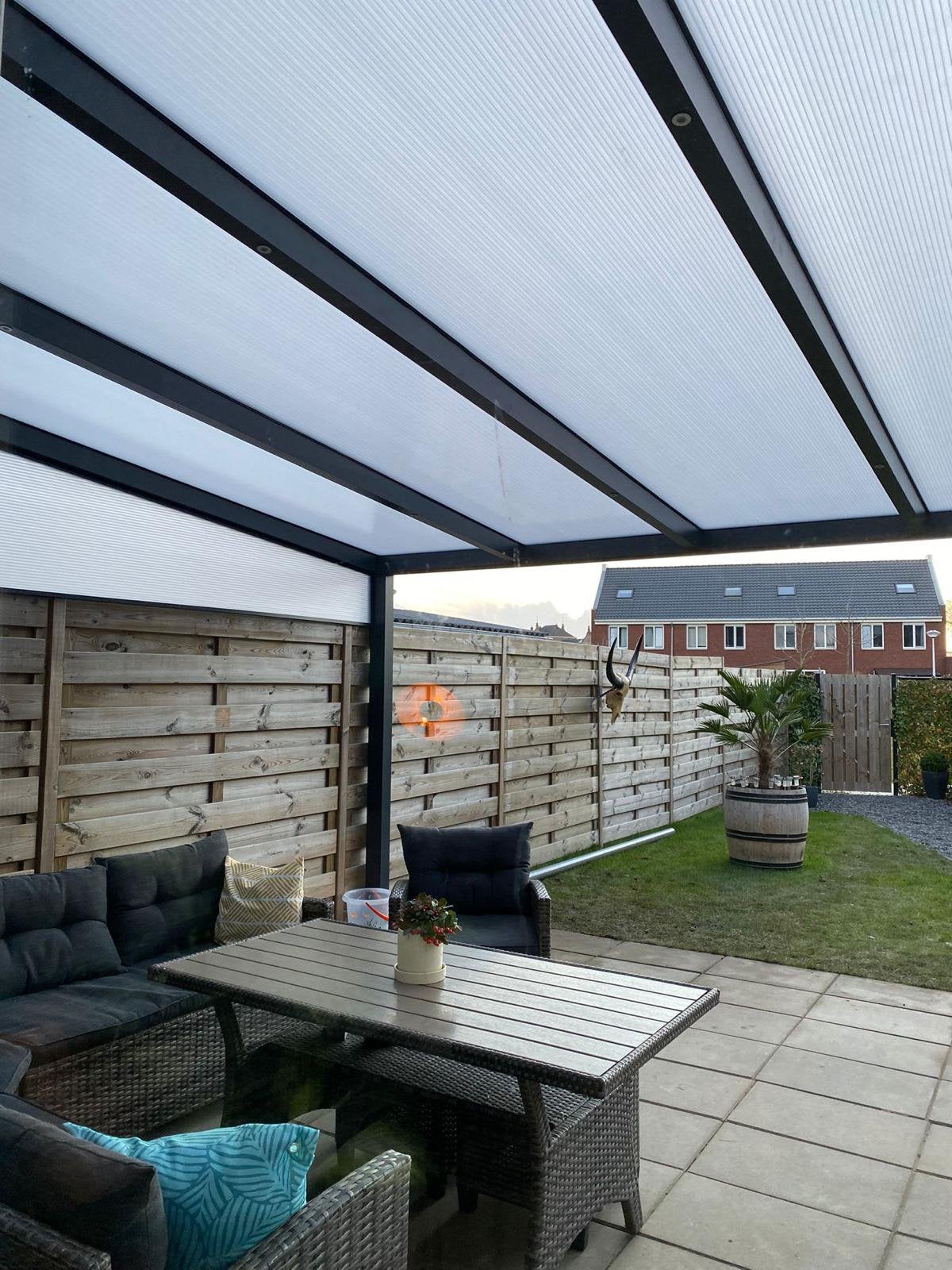 Gumax overkapping 4x4 m met verlichting, Tuin en Terras, Overkappingen, Gebruikt, Veranda, Ophalen
