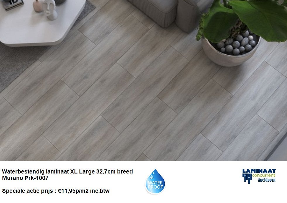 32,7cm breed Waterbestendig laminaat Murano Oak %50 KORTING, 32,7cm breed Waterbestendig laminaat grijs landelijk, 75 m² of meer