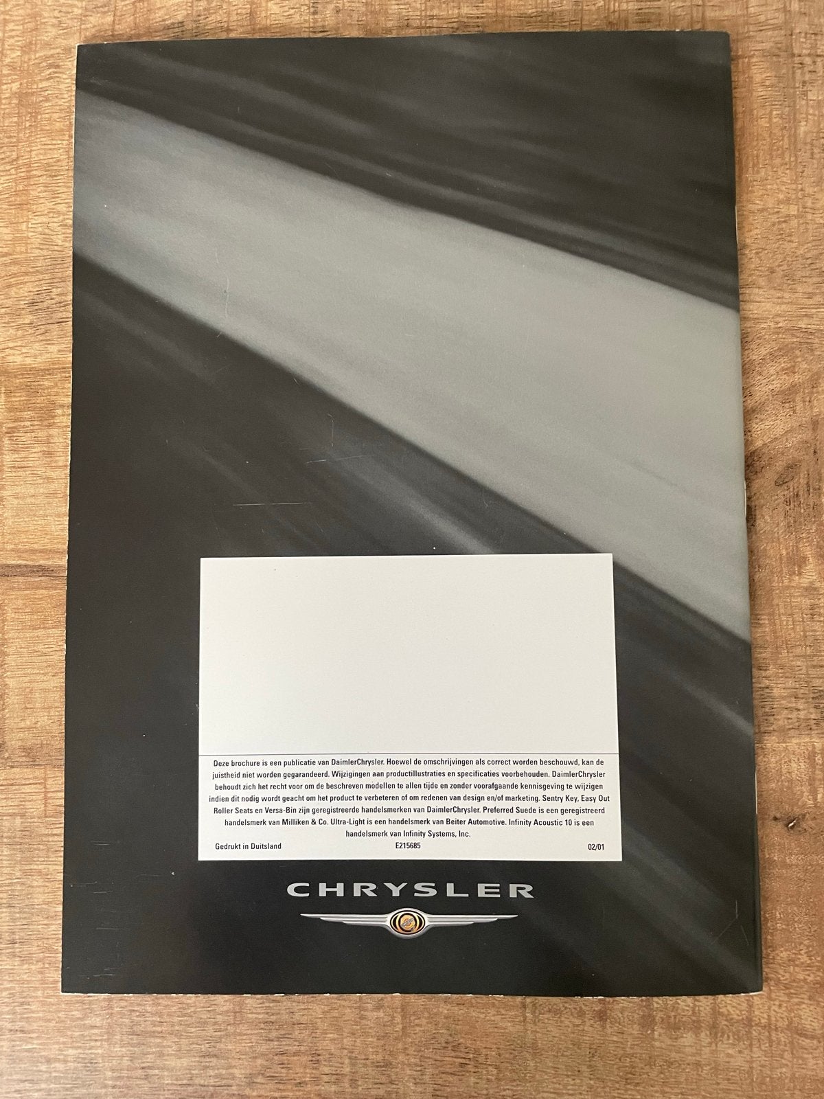 Chrysler Voyager Brochure (2001), Ophalen of Verzenden, Zo goed als nieuw, Overige merken