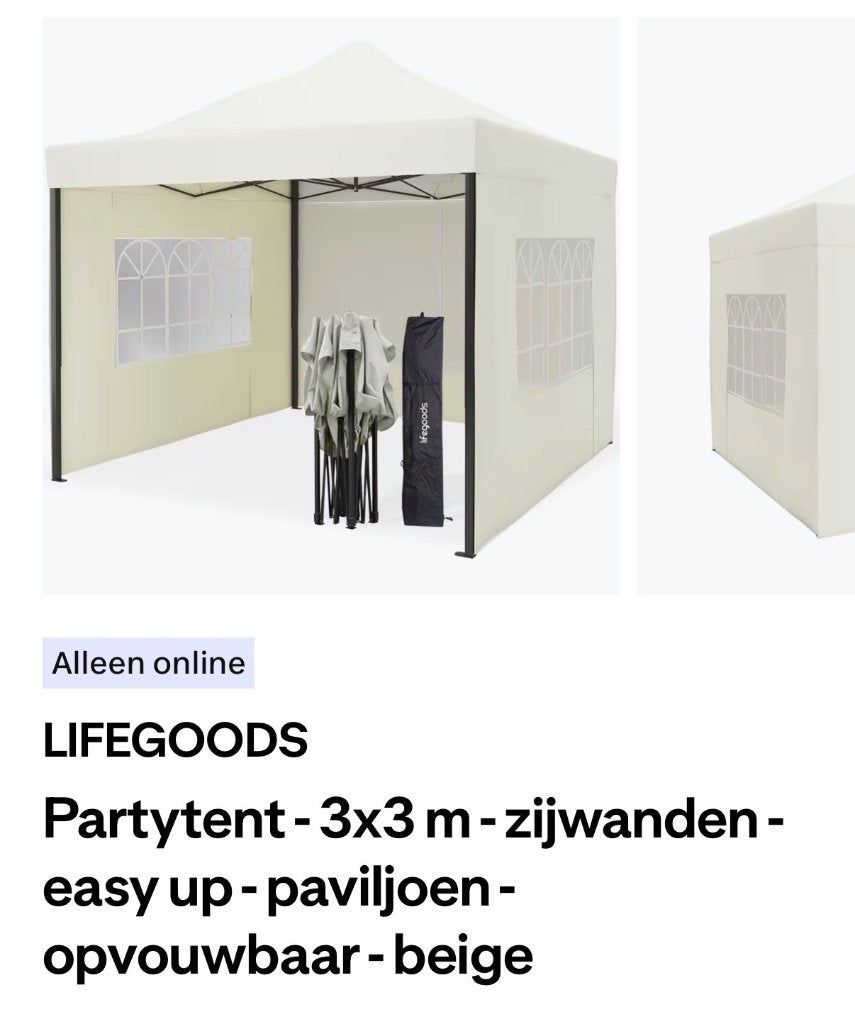 Partytent Life goods, Tuin en Terras, Partytenten, Ophalen, Opvouwbaar, Partytent, Nieuw