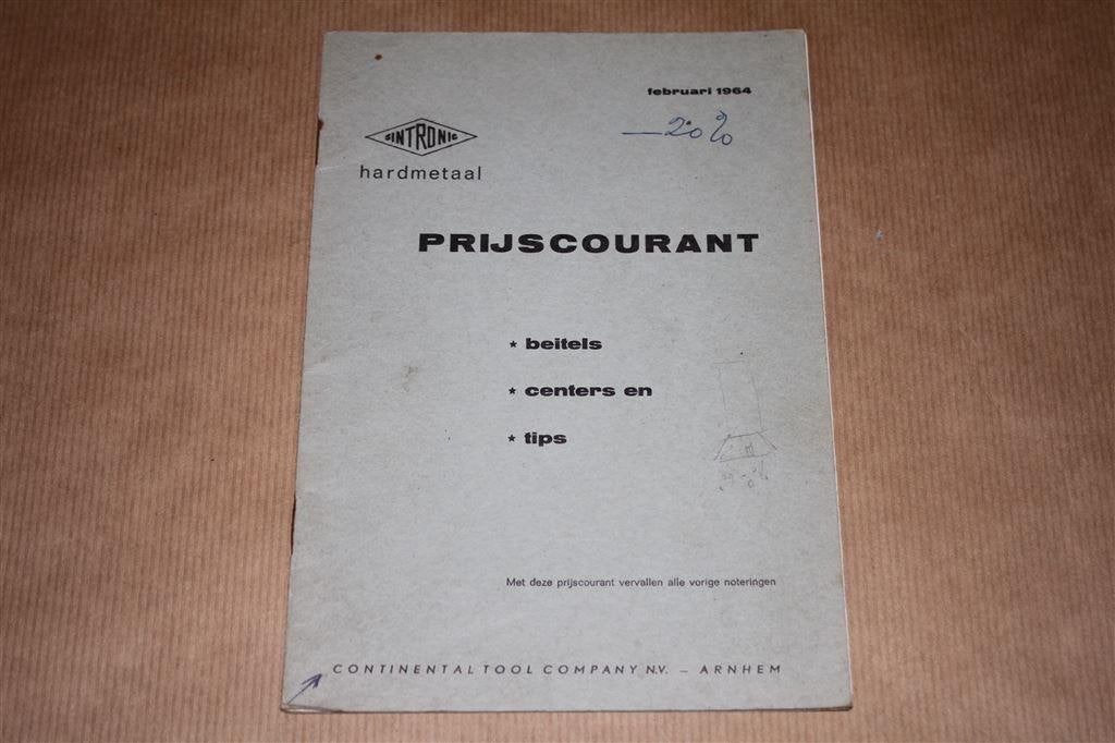 Prijscourant Sintronic Hardmetaal - 1964, Boeken, Ophalen of Verzenden, Gelezen