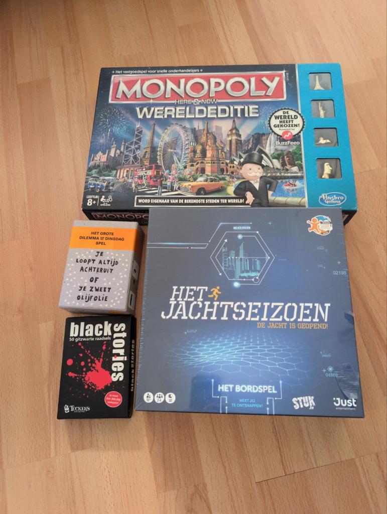 Monopoly, Dinsdag dilemma, Het Jachtseizoen, blackstories, Ophalen of Verzenden, Nieuw