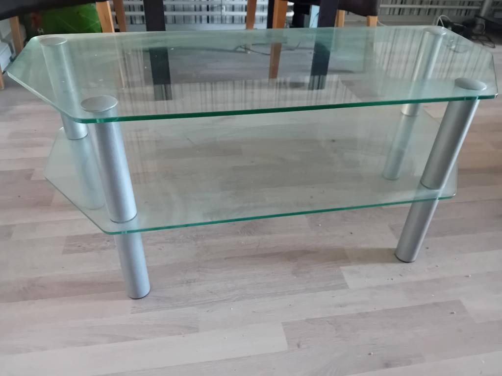 Gratis glazen tv meubel, Gebruikt, 50 tot 100 cm, Glas, Overige vormen