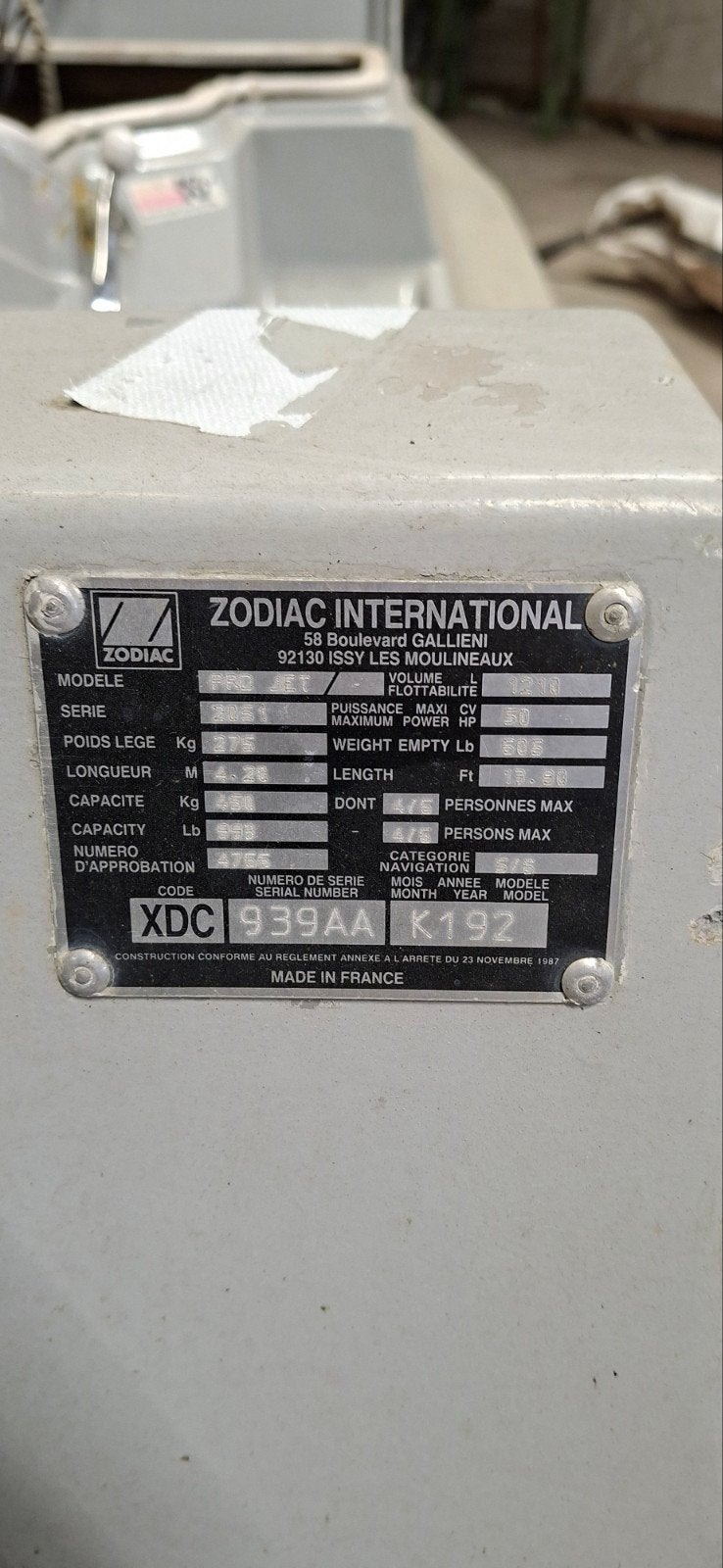 Zodiac Pro Jet Casco met tube, Watersport en Boten, Polyester/glasvezel, Gebruikt, Stuurconsole, Ophalen of Verzenden