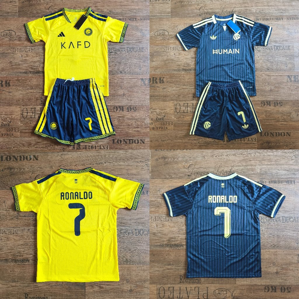 AL-Nassr Ronaldo Thuis Uit Tenue Shirt + Broekje 26/27, Maat XS of kleiner, Ophalen of Verzenden, Nieuw, Bal