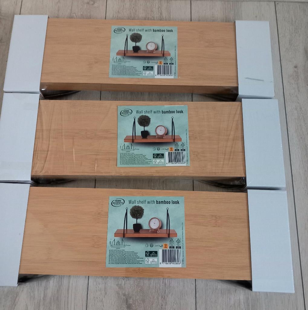 Drie nieuwe wandplanken Bamboo Look, Ophalen of Verzenden, Nieuw