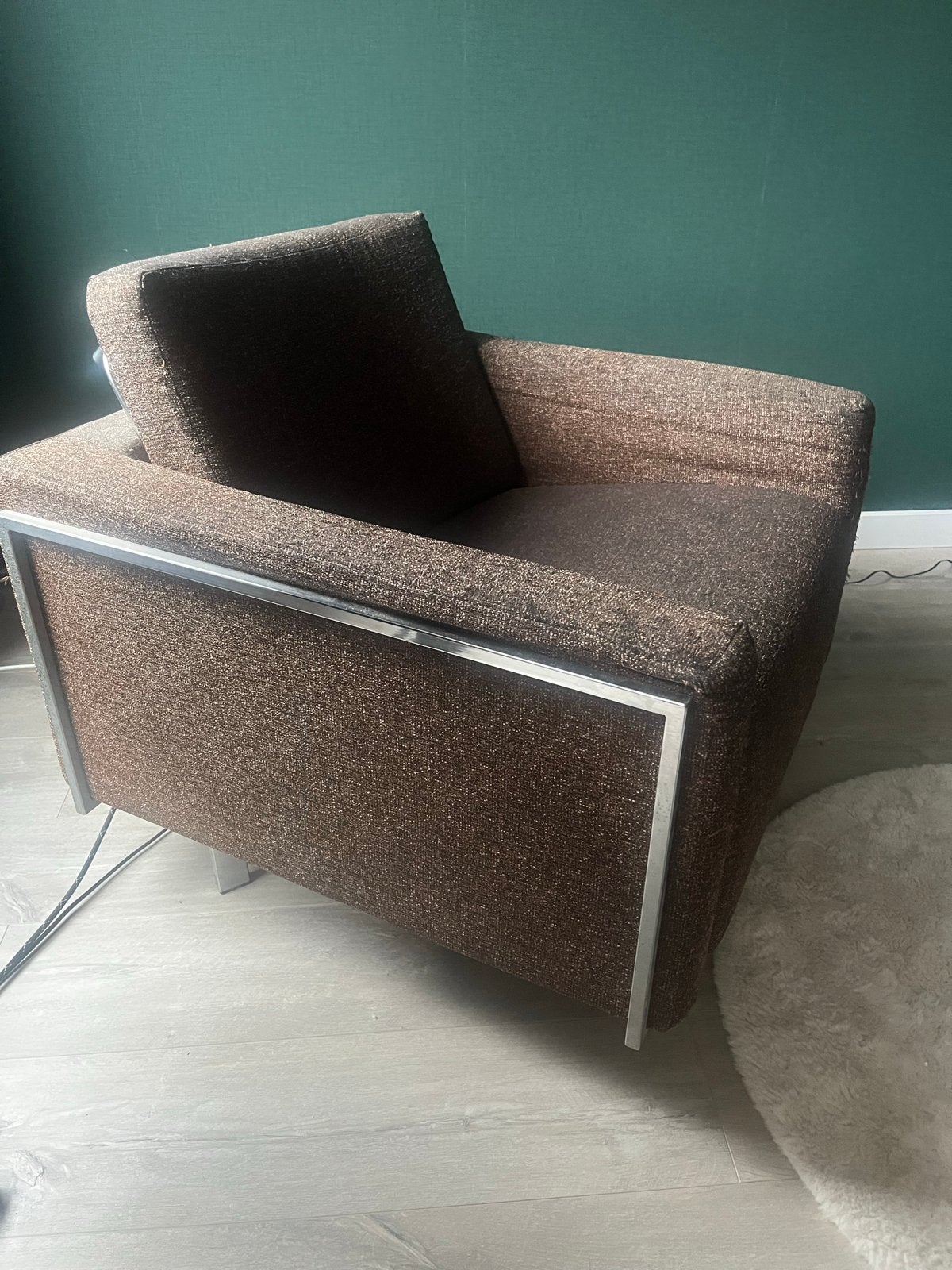 Harvink fauteuil - Bruin met metalen frame draaipoot, Ophalen, Gebruikt, Harvink, 75 tot 100 cm