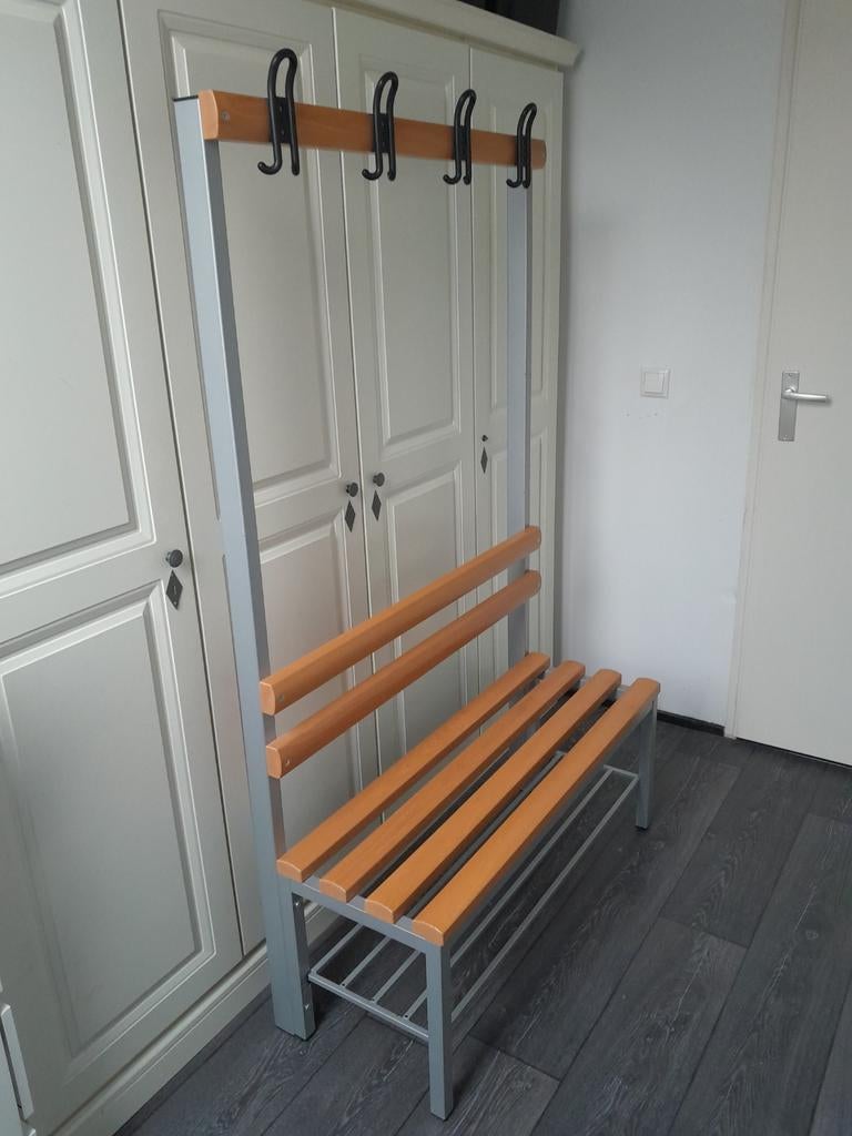 Bankje met kapstokken, Huis en Inrichting, Woonaccessoires | Kapstokken, Gebruikt, Minder dan 100 cm, Hout, Ophalen