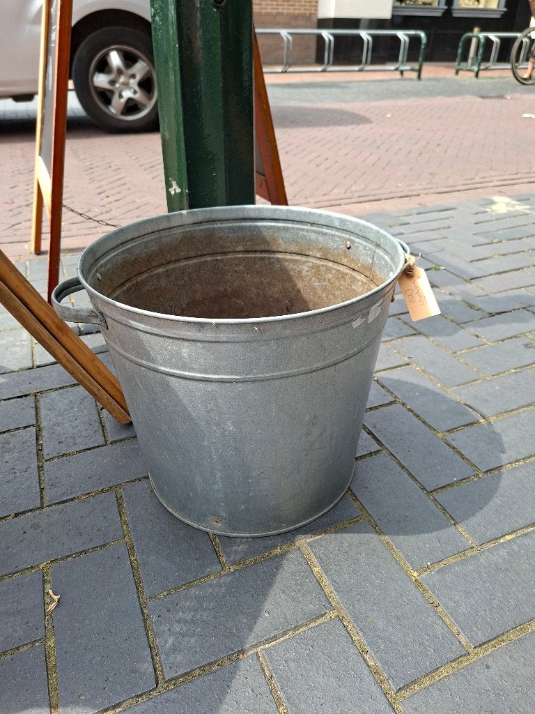 Oude zinken ronde wasketel, Antiek en Kunst, Curiosa en Brocante, Ophalen