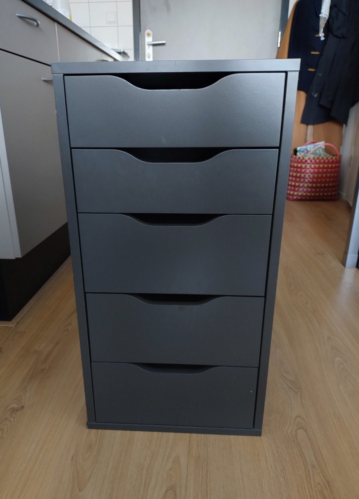 IKEA Alex ladeblok met 5 laden - Donkergrijs, Ophalen, Minder dan 50 cm, Gebruikt, 5 laden of meer