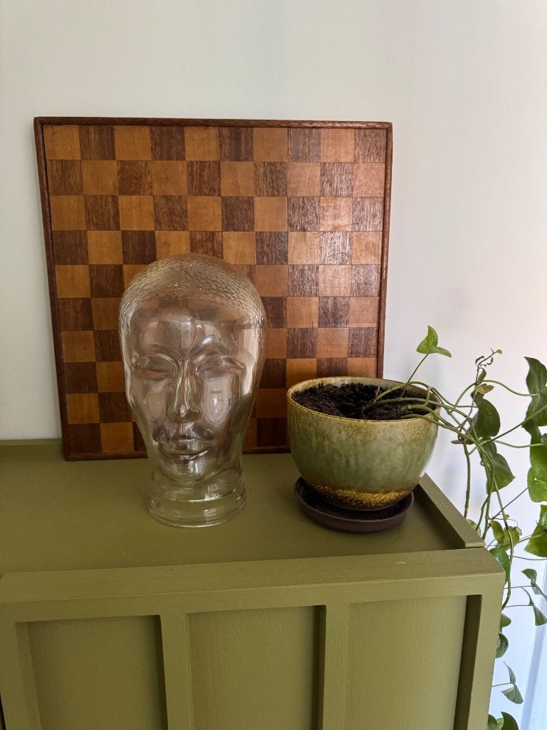Vintage koptelefoon hoofd van glas, Ophalen, Huis en Inrichting
