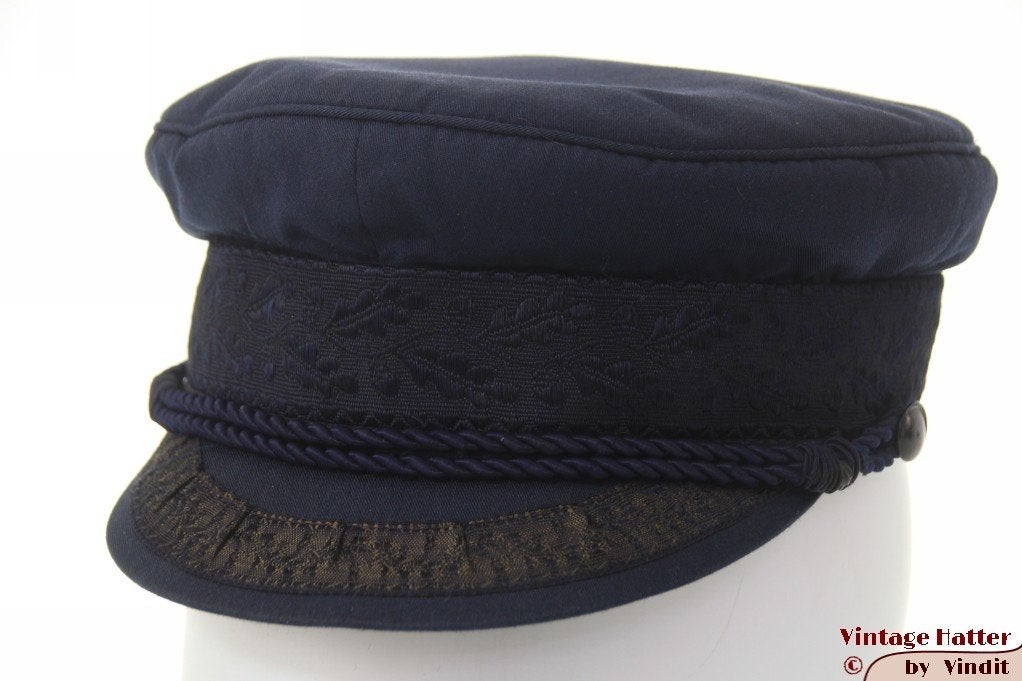 Vintage Kapiteinspet Prinz Heinrich donker blauw 54,5-55 = S, 55 cm (S, 6⅞ inch) of minder, Ophalen of Verzenden, Pet, Prinz Heinrich