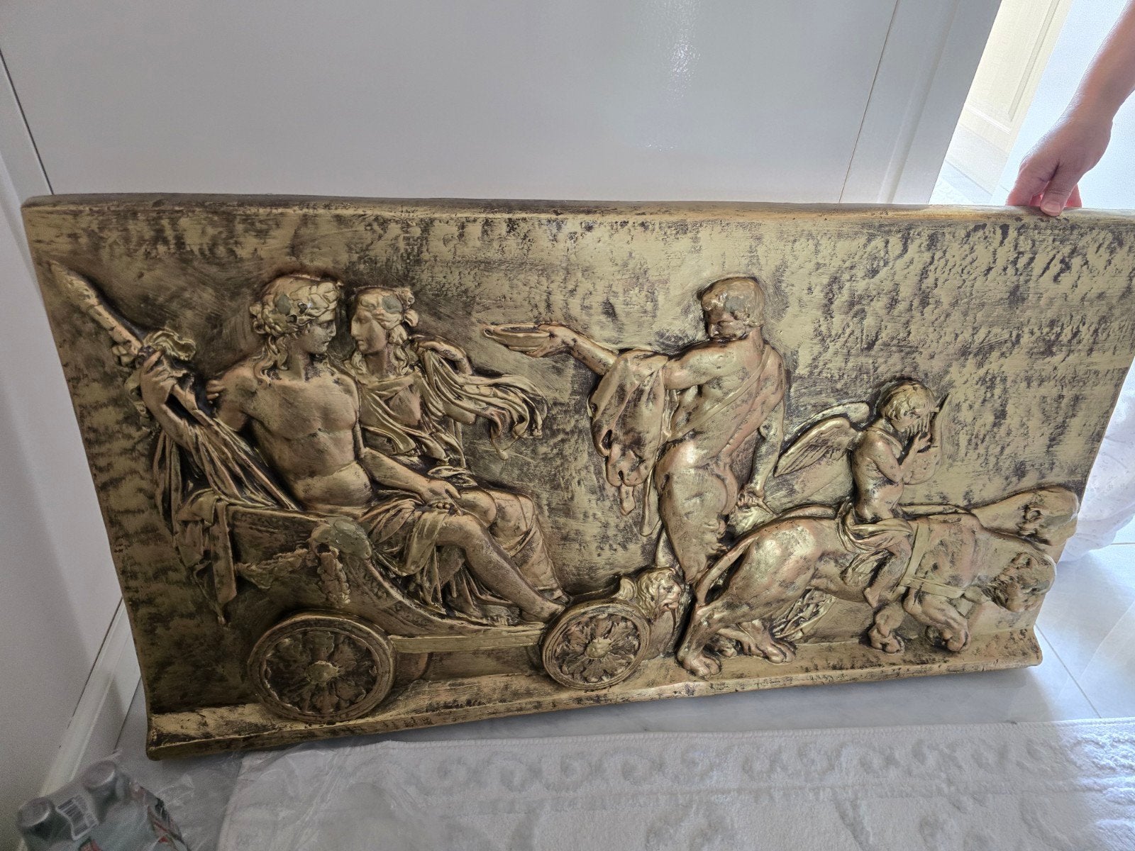 Goudkleurig gipsplaat reliëf 110x58cm, goede kwaliteit, Ophalen, Gips, 50 - 100 cm, Wanddecoratie