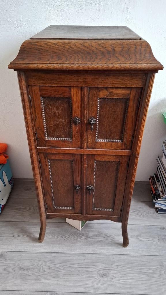 Antieke platenspeler met houten kast ( pathefoon ), Audio, Tv en Foto, Platenspelers, Ophalen, Gebruikt, Platenspeler, Overige merken