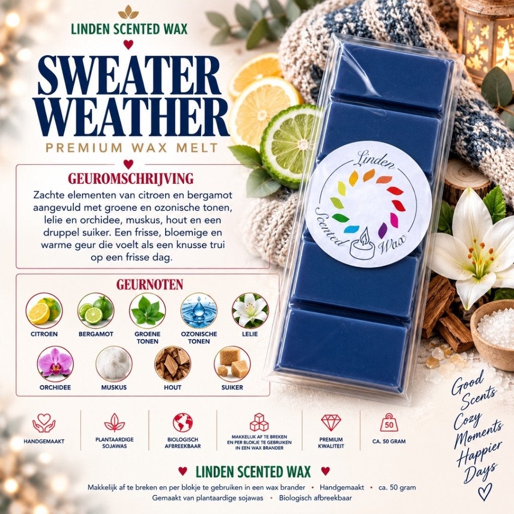 Waxmelts SWEATER WEATHER waxmelt geur, Huis en Inrichting, Ophalen of Verzenden, Nieuw, Was, Kaars
