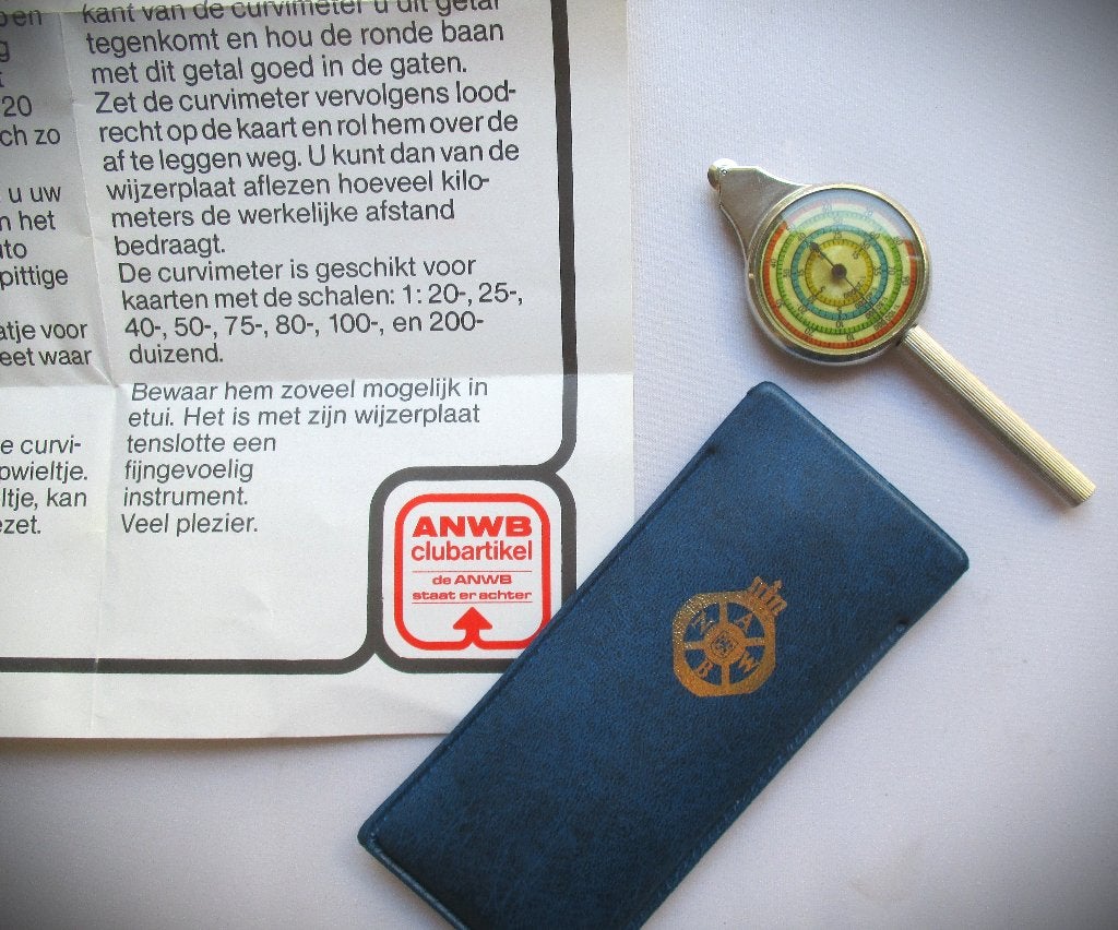 Curvimeter~Opisometer~Vintage Kaartmeter + Etui ANWB + uitle, Ophalen of Verzenden, Huis en Inrichting