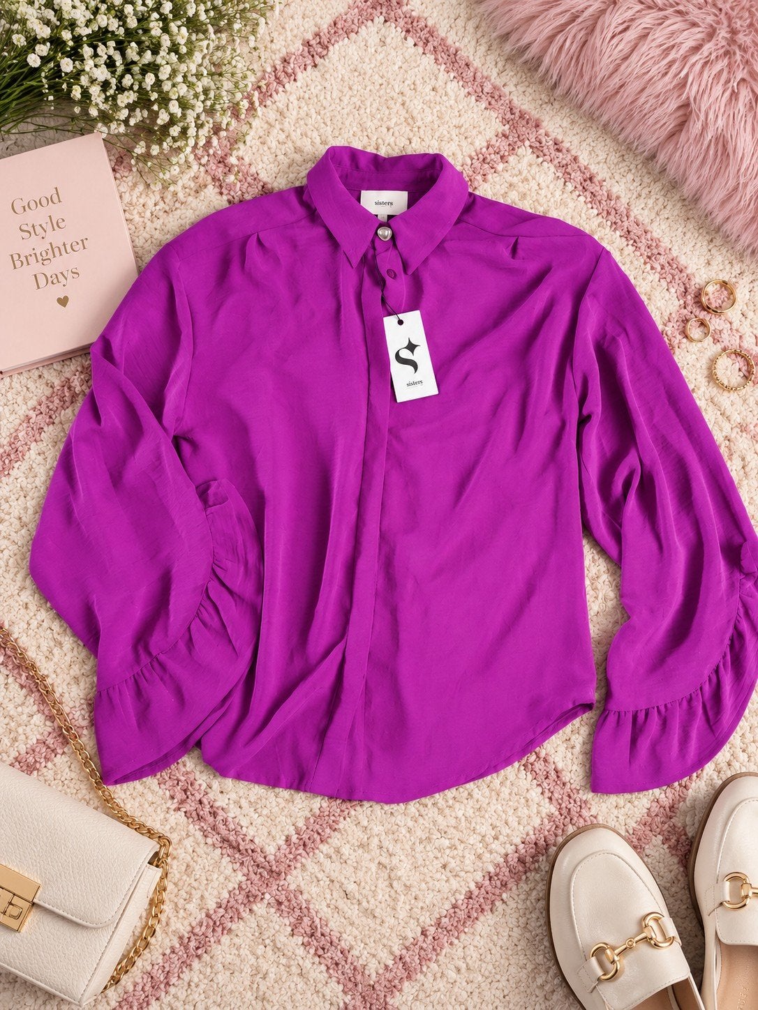 Shoeby paarse blouse met wijde mouwen XS/S, Ophalen, Paars, Nieuw, Shoeby