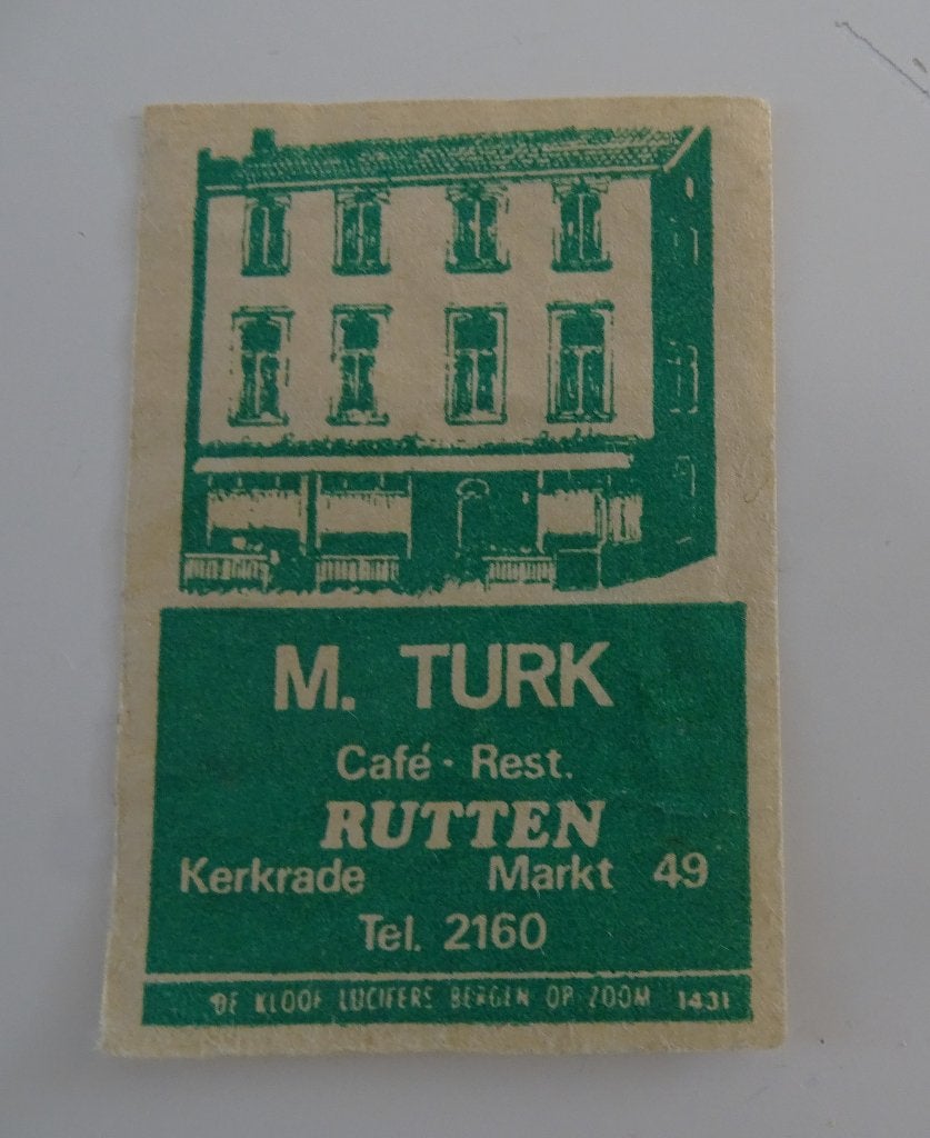 M. TURK   Café Restaurant     Markt   KERKRADE, Verzamelen, Verzenden, Gebruikt, Luciferdoosjes of -merken