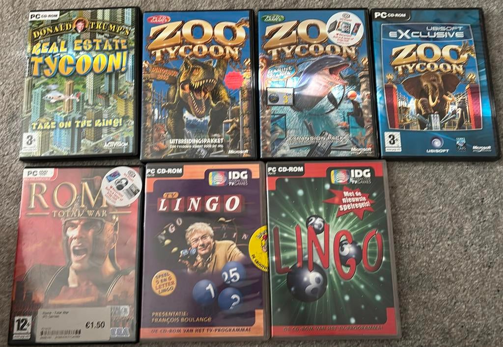 PC Games - Zoo Tycoon, Lingo, Rome Total War, Donald Trump, Spelcomputers en Games, 1 speler, Ophalen of Verzenden, Gebruikt, Vanaf 3 jaar