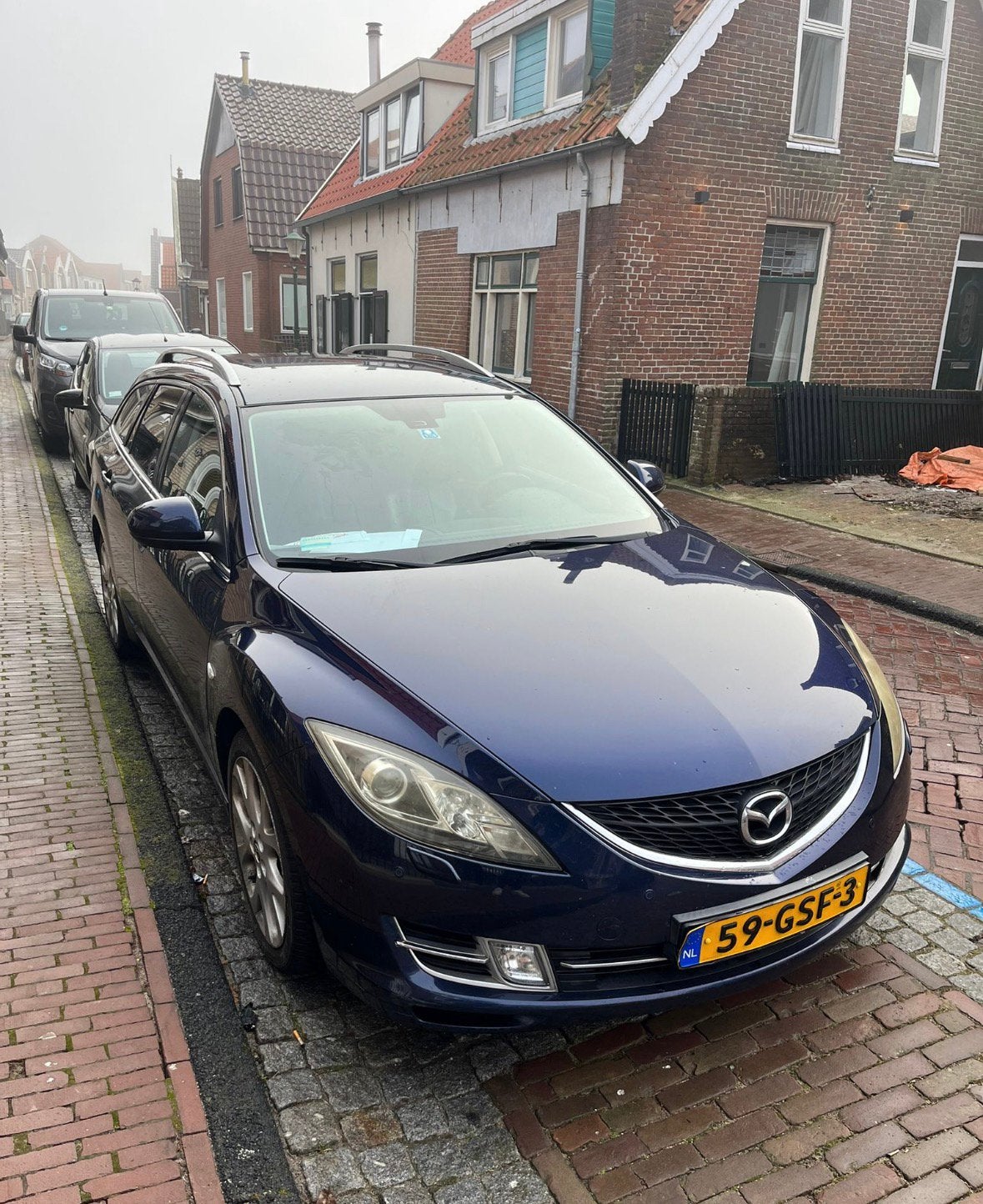 Mazda 6 2.5 Sportbreak 2008 Blauw, Auto's, Mazda, Lederen bekleding, Zwart, 4 cilinders, Blauw