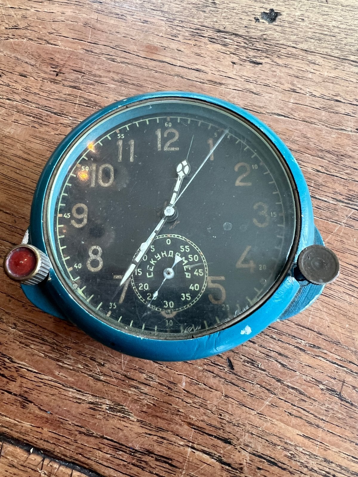 Russische Vliegtuigklok 1942 type AChS-1 met Stopwatch, Ophalen of Verzenden