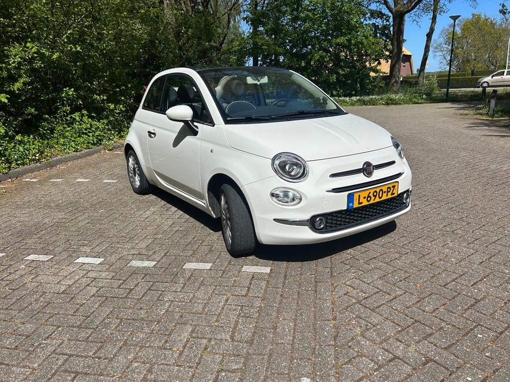 Zomerklaar! Fiat 500C 1.2 Lounge 69pk 2016 Wit, Voorwielaandrijving, Stof, 4 cilinders, Cabriolet