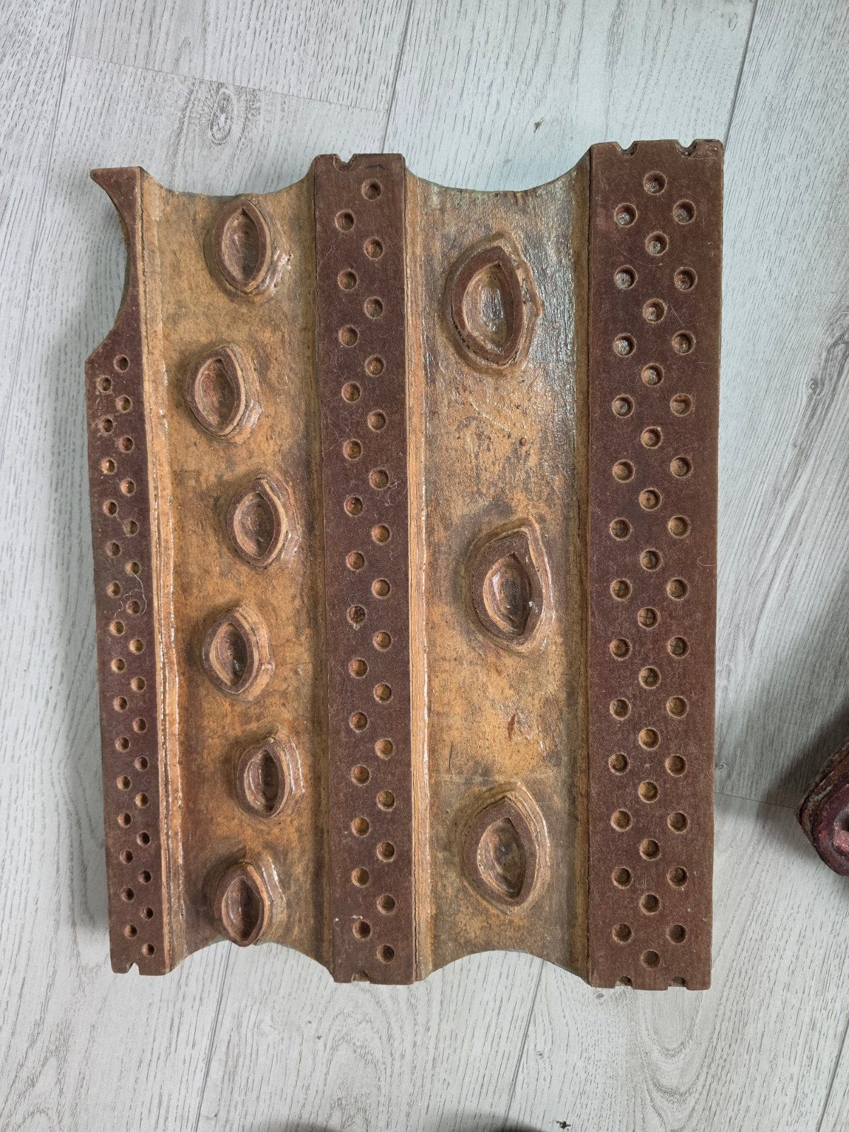 3x Vintage batikstempel houten textiel drukblokken, Ophalen of Verzenden