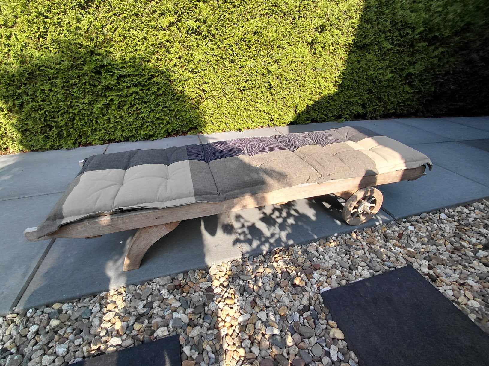 Teak houten ligbed., Ophalen, Gebruikt, Hout, Verstelbaar