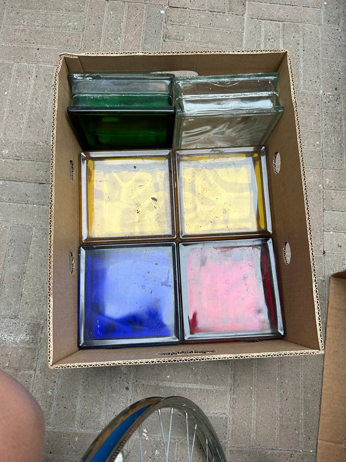 6 Glasblokken / bouwblokken in kleur, Ophalen