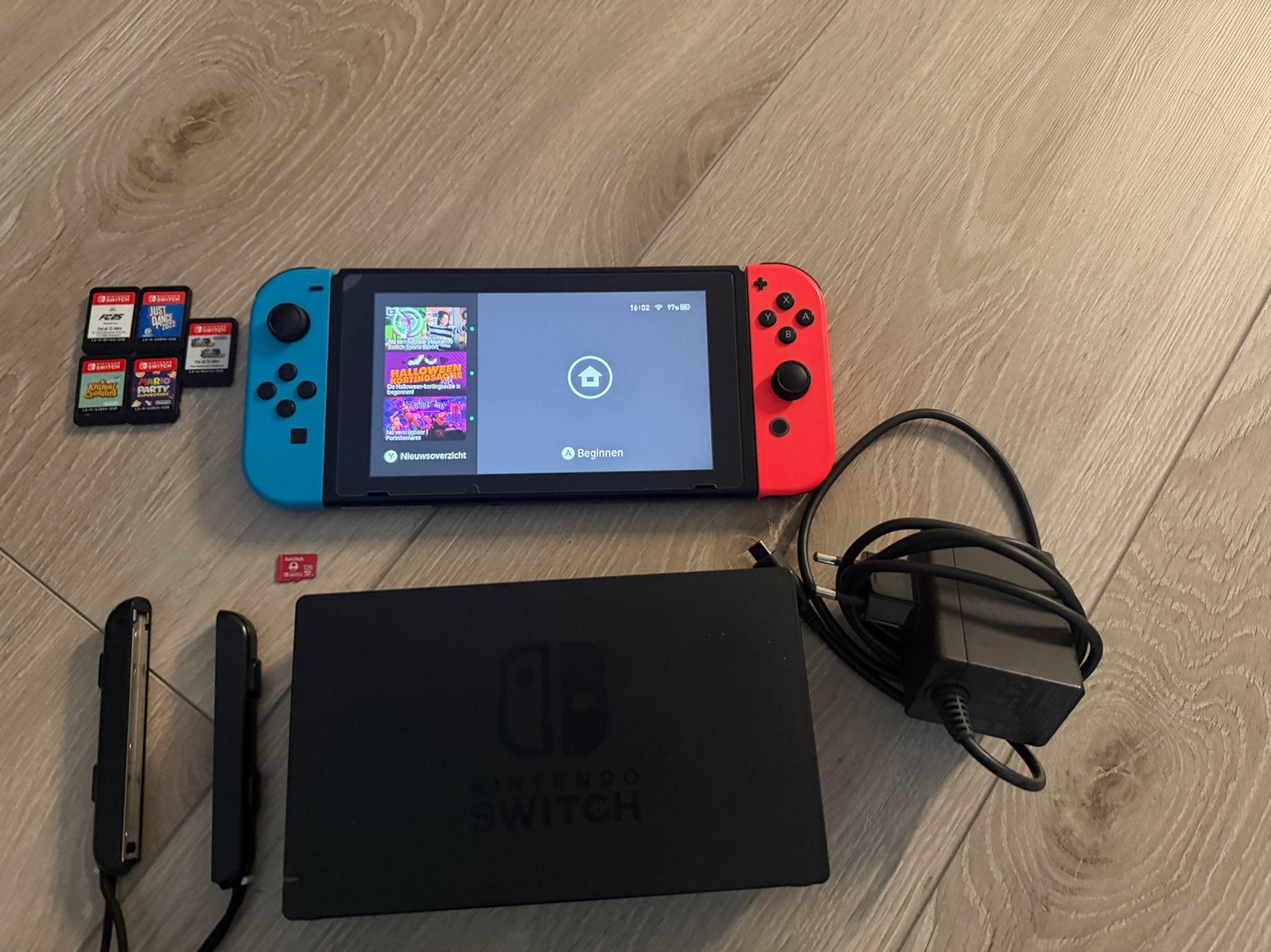 Nintendo Switch compleet, Ophalen of Verzenden, Zo goed als nieuw, Met 2 controllers, Switch Original