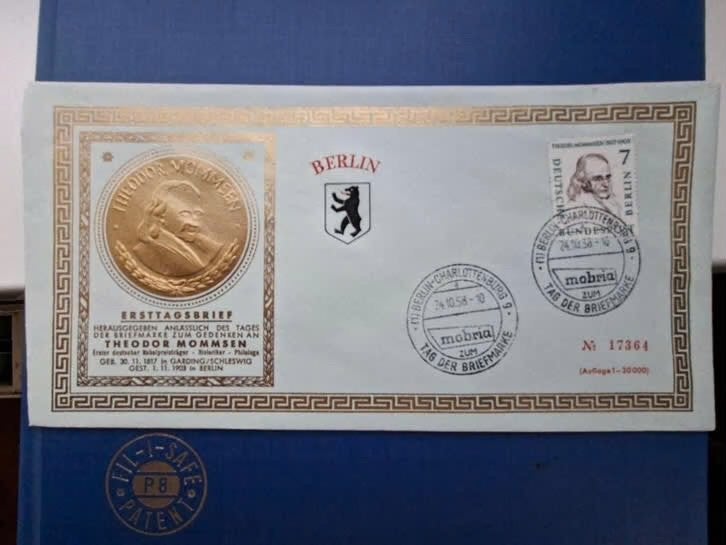 Postzegel Berlijn 1958 FDC Christian Mommsen 23-07, Ophalen of Verzenden, BRD, Gestempeld