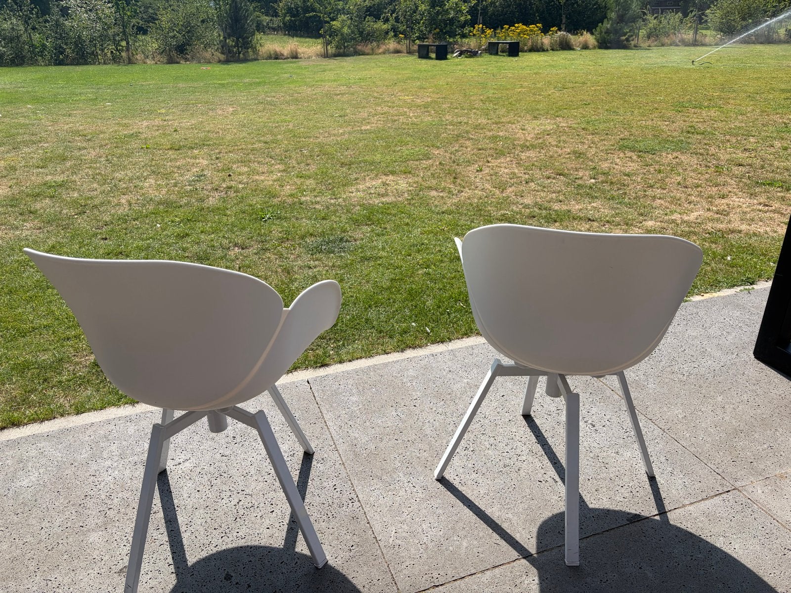 8 witte design stoelen voor binnen/buiten, Ophalen, Kunststof, Gebruikt, Wit