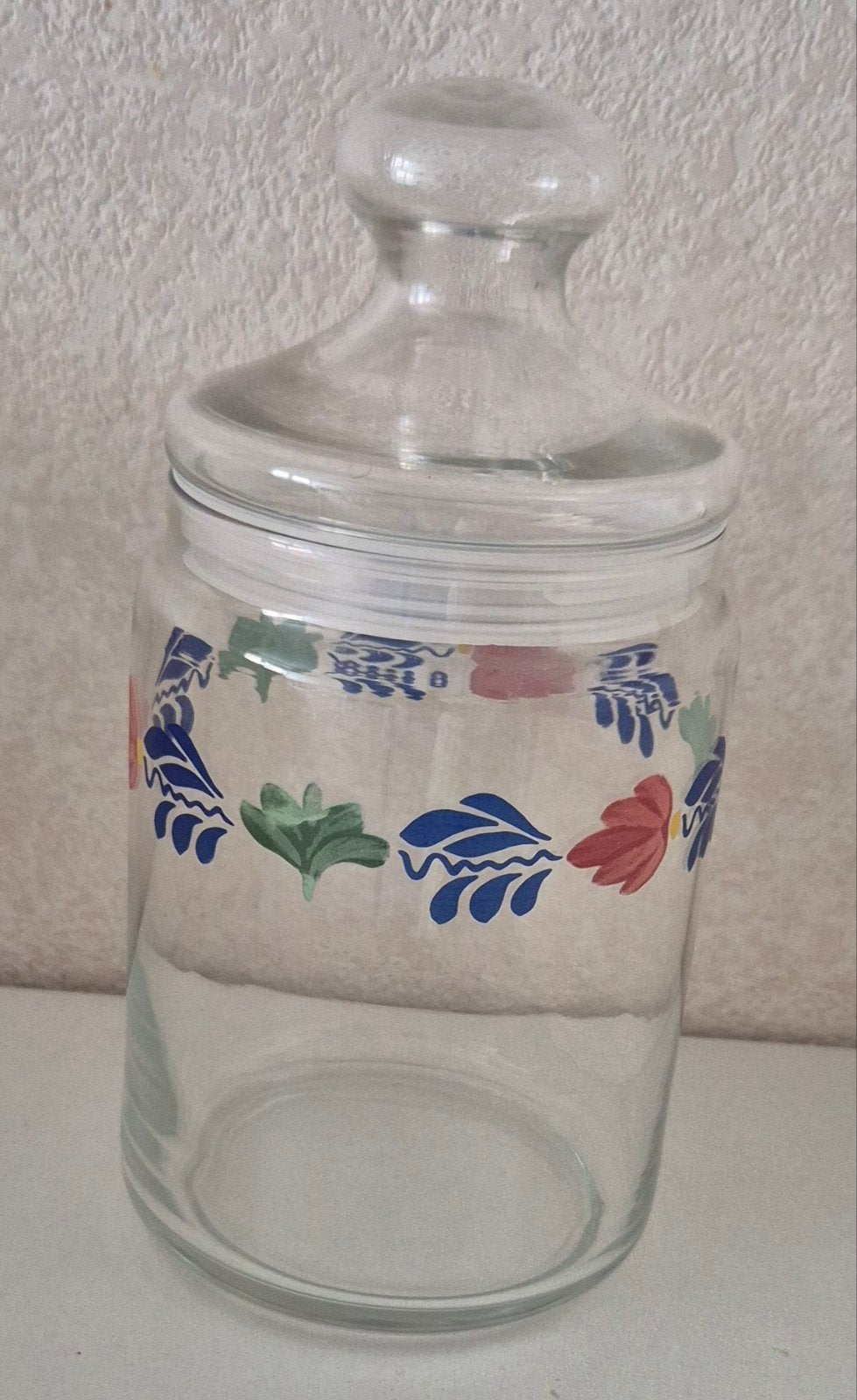Boerenbont glazen voorraadpot, Ophalen of Verzenden, Gebruikt, Glas