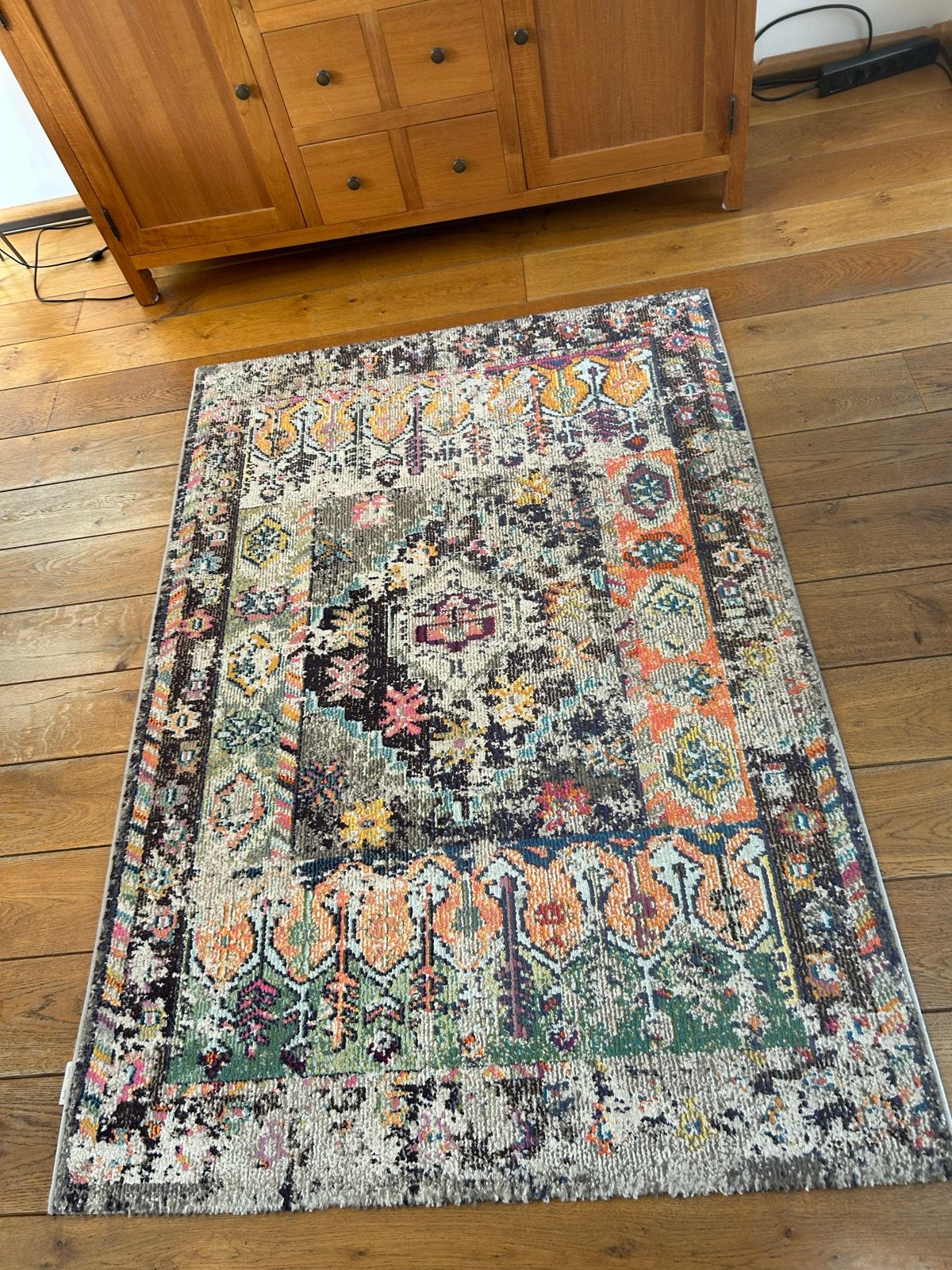 Vloerkleed met kleurrijk patroon, Ophalen, 100 tot 150 cm, Beige, Zo goed als nieuw