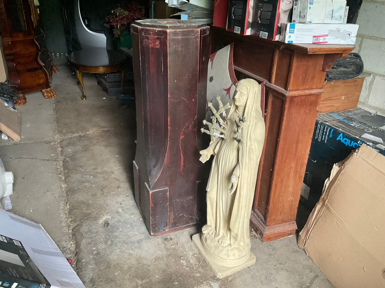 Groot Mariabeeld (ca 80 cm)plus pedestral (sokkel), Antiek en Kunst, Ophalen of Verzenden