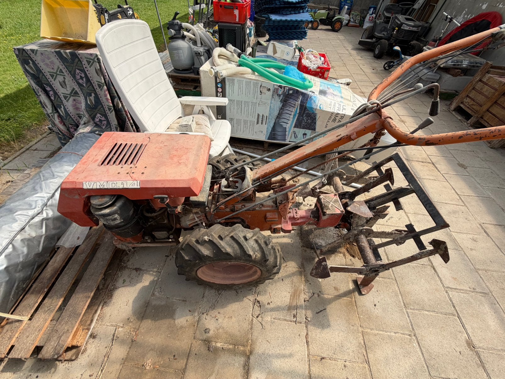 Valpadana tuinfrees spitmachine, Ophalen, Gebruikt