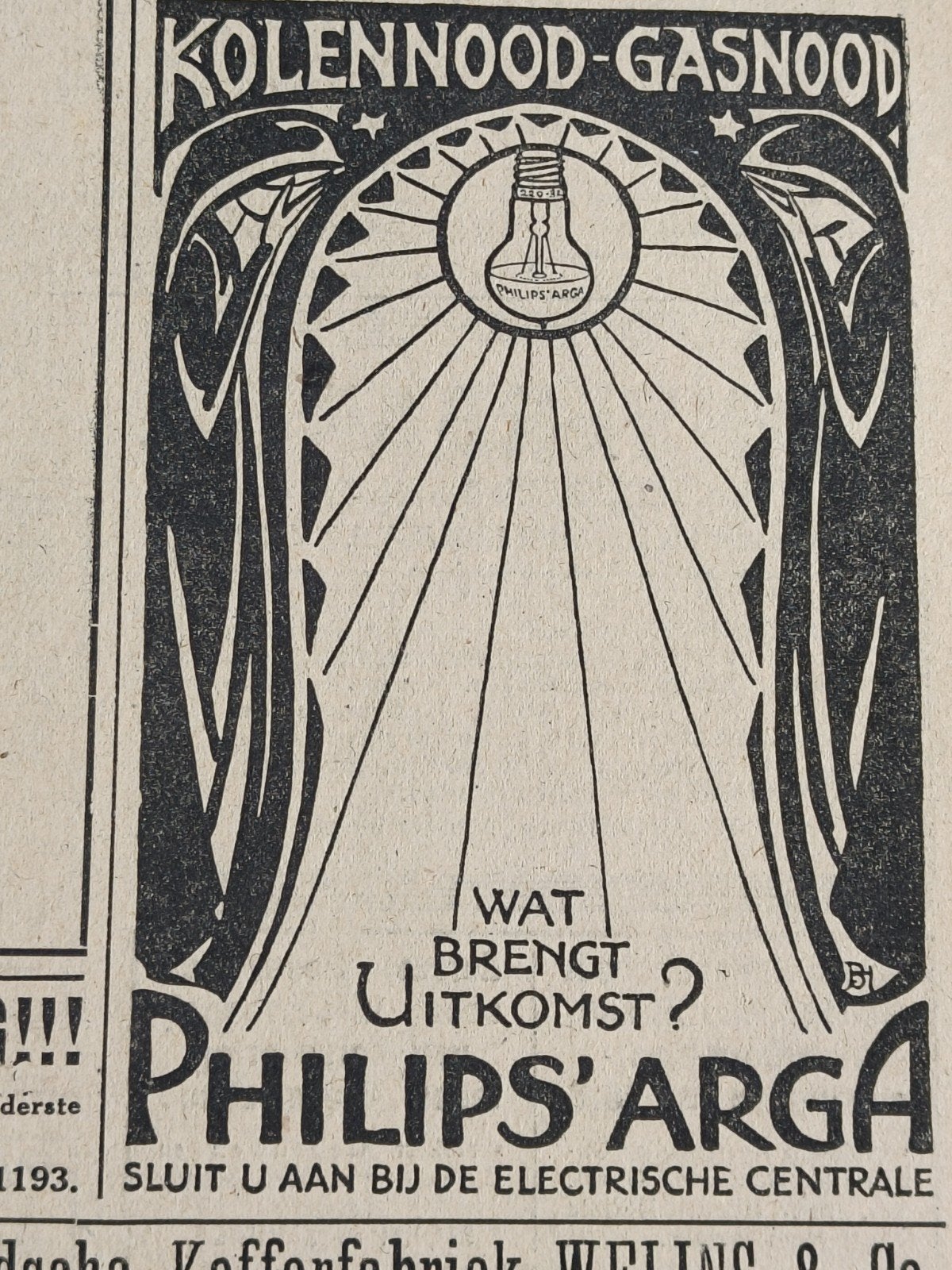 1918, PHILIPS ARGA, MOOIE RECLAME!!, Ophalen of Verzenden, Gebruikt, Overige typen