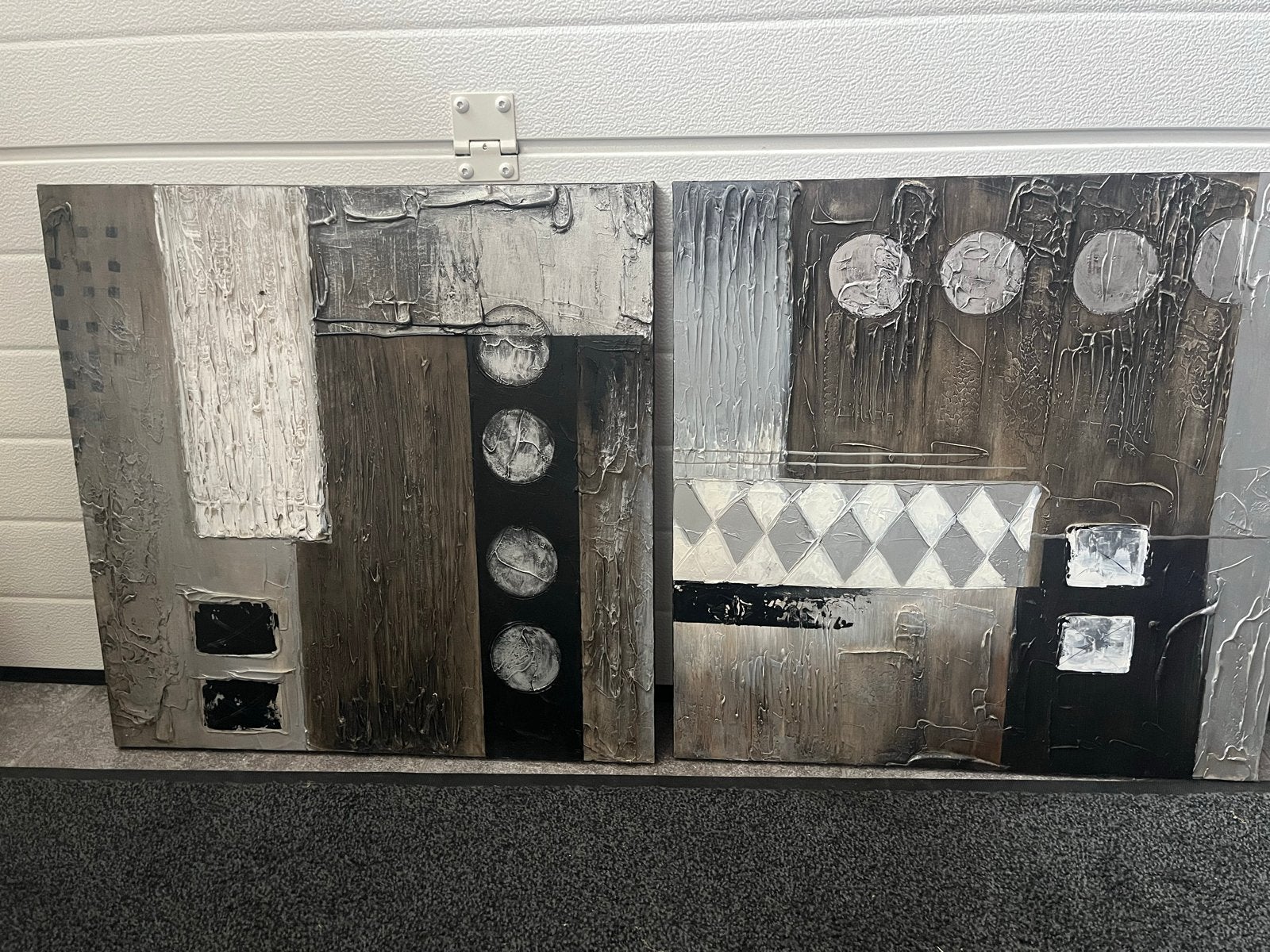Abstract 2-luik schilderij - 2 x 60x60 cm, Ophalen of Verzenden