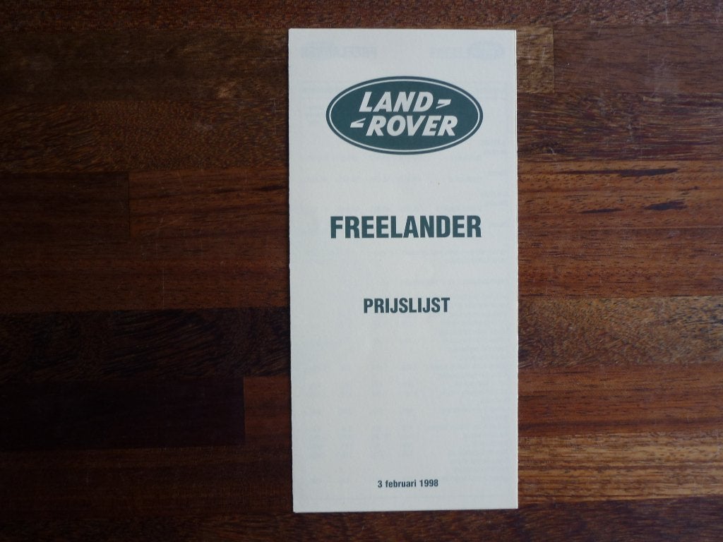Landrover Freelander Prijslijst (1998), Verzenden, Nieuw, Overige merken