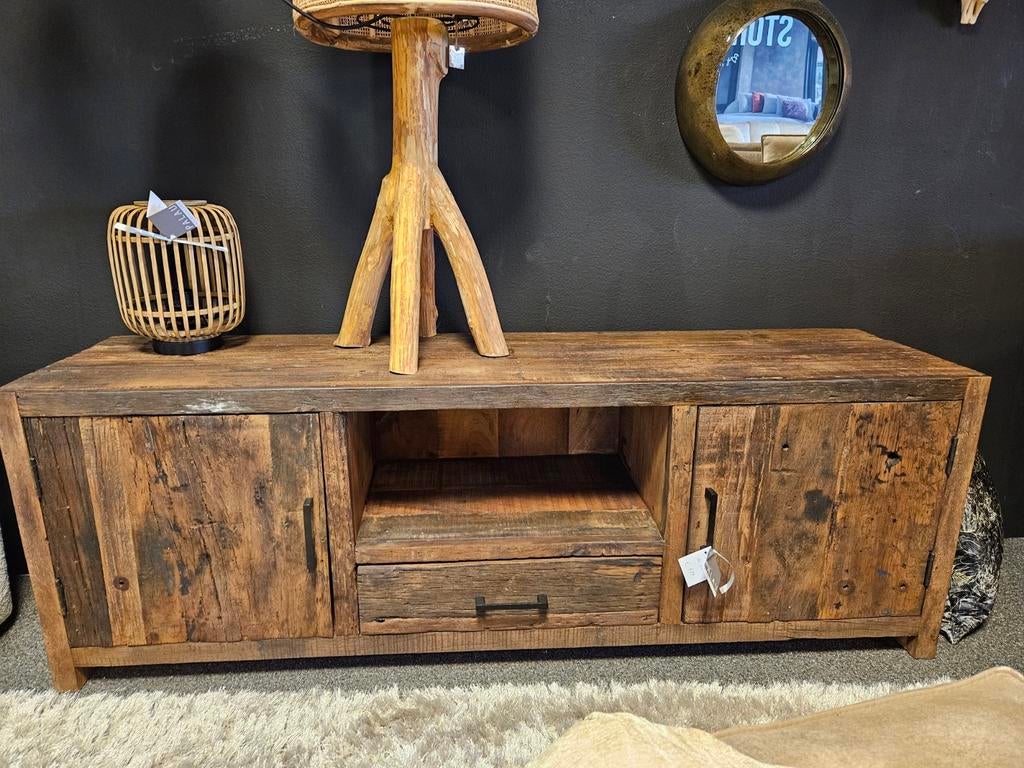 Tv meubel oud hout stoer robuust, Ophalen of Verzenden, 25 tot 50 cm, Minder dan 100 cm